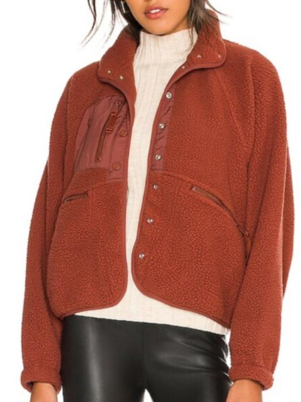 Free people movement hit the slopes clay fleece jacket ginger spice sz xs